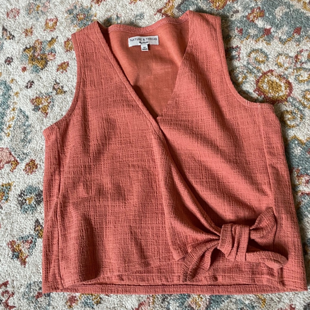 XS Texture & Thread Coral Tie Top by Madewell